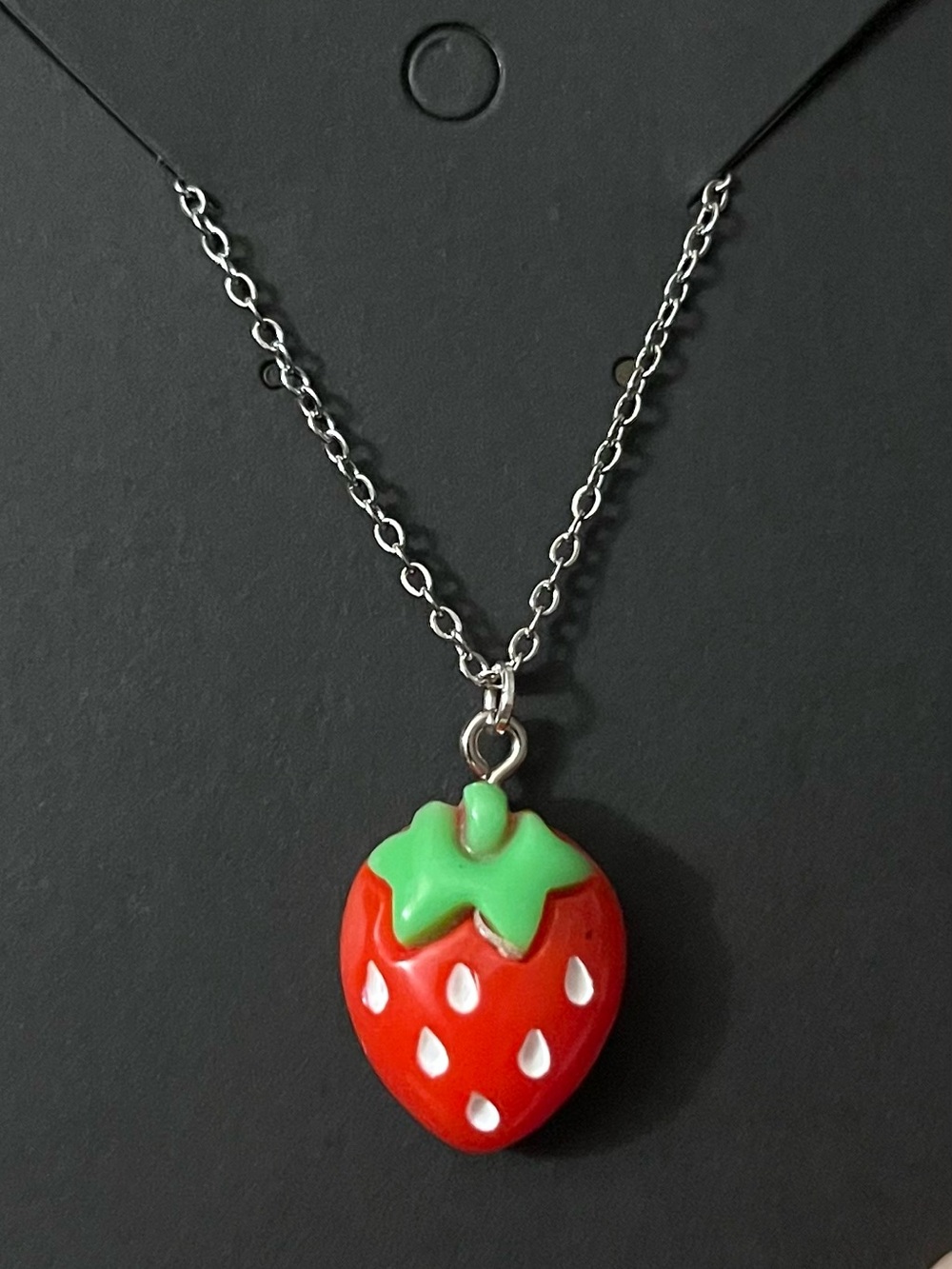 Hand Crafted Red & Green Strawberry Pendant Necklace